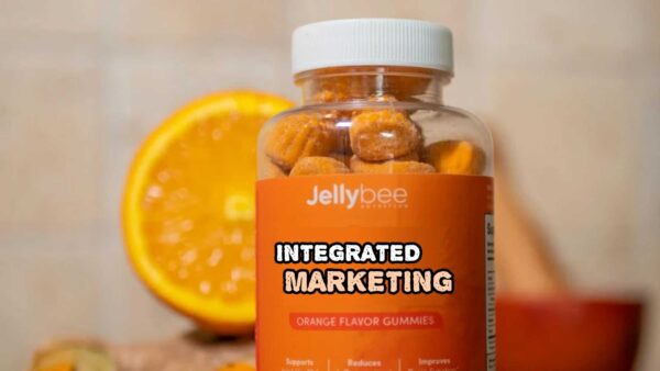 Integrated Marketing Title. Vitamin jar with label.