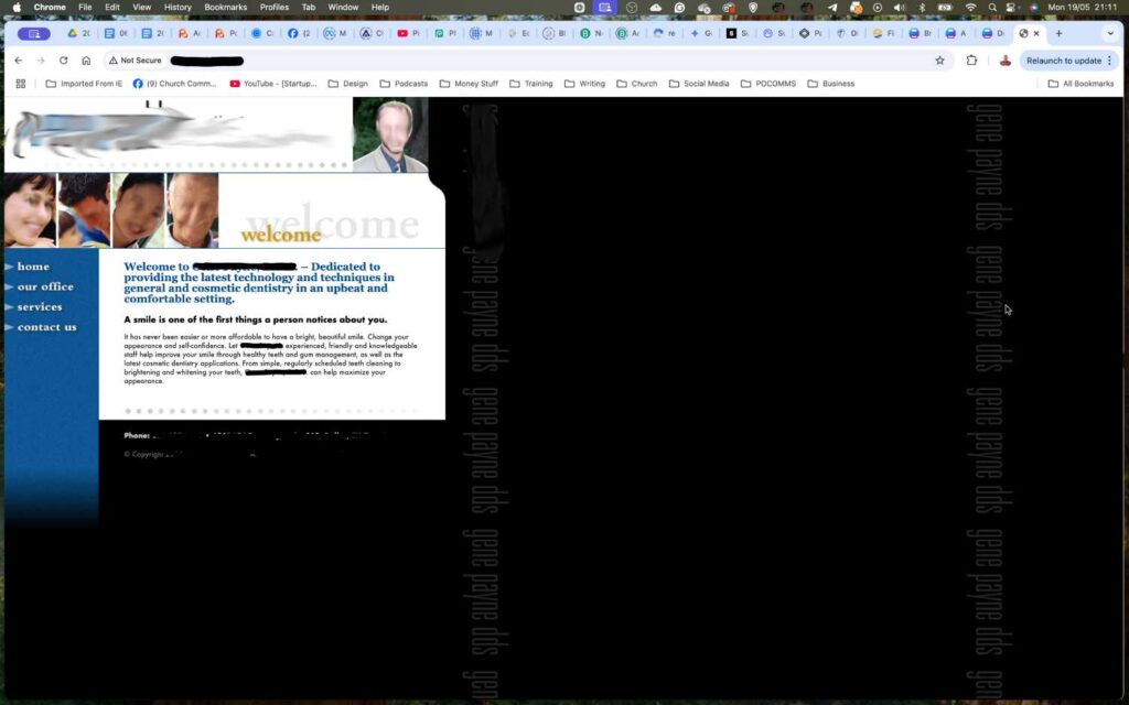 Website built in 2004. Shows the difference between older websites and more modern sites.